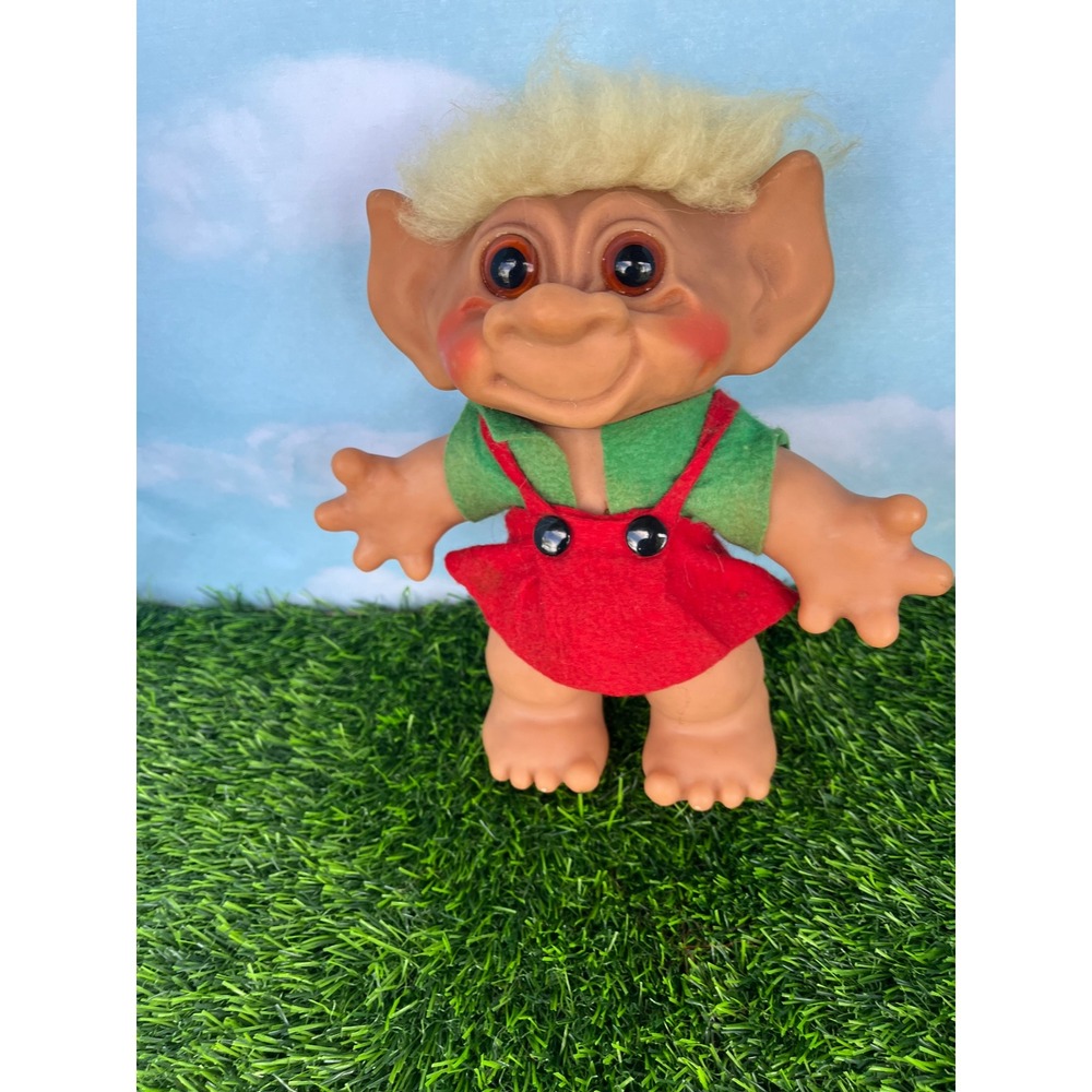 Vintage Troll Thomas DAM Denmark Blonde Red Felt 190918 Outfit 7" 1961